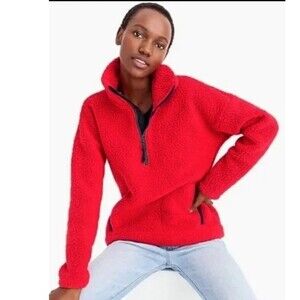 J. Crew Polartec Vintage Fleece Half-Zip Pullover Jacket in Harvest Red XXS